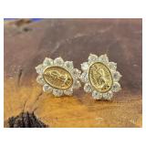 Virgin Mary Earrings w/ 10K Gold Posts
