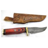 Damascus Bowie Knife w/Sheath, New
