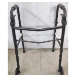 Equate Blk Aluminum Folding Walker w/Wheels