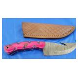Damascus Knife w/Sheath, New