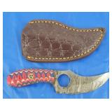 Damascus Knife w/Sheath, New.