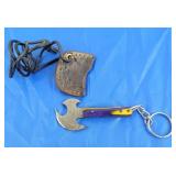 Damascus Keychain Hatchet w/Sheath, New