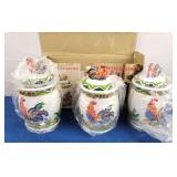 Rooster Ceramic 3pc Canister Set