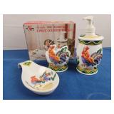 Rooster Ceramic 3pc Counter Top Set