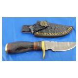 Damascus Knife w/Sheath, New