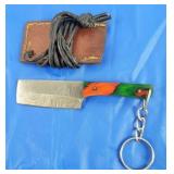 Damascus Keychain Knife w/Sheath, New
