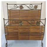 Vtg Wrought Iron/Bamboo Magazine Rack