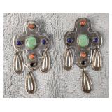 Sterling Native American Cross Earrings