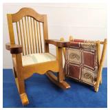 Wood Rocking Chair & Knitting Bag - Doll Size