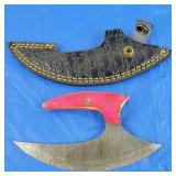 Damascus Ulu Knife w/Sheath, New
