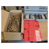 Assorted Drill Bits & Sorter Can