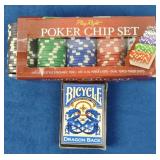 Poker Chip Set & Bicycle Dragon Back Cards