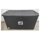 45-Gal Rolling Latch Lid Tote, Black