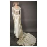 1940s Silk WWII Wedding Gown With Train