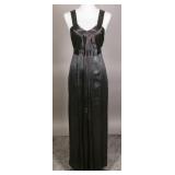 Dramatic 1930s Black Silk Charmeuse Gown