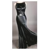 RARE 1930s Black Silk Charmeuse NRA-Label Dress
