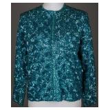 Dazzling Late 1950s Turquoise Sequin Cardigan