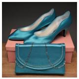 1970s-1980s Dyed Satin Shoes & Handbag Set