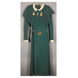 NRA 1930s Rayon Dress w/Celluloid