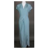 Wartime 1940s Slate Blue Rayon Crepe Gown