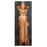 AS IS 1940s Handmade Golden Satin Gown/Costume