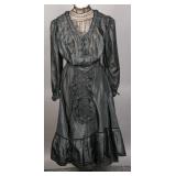 Victorian Silk Mourning Blouse and Skirt Set