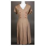 MCM 1950s Textured Rayon Double-Breasted Dress