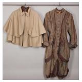 1890s Silk Dress and Cape Set with Ribbon Trim