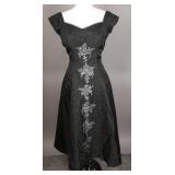 High Fashion 1950s Black Silk Organza Dress