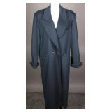 Womens Dark Blue Wool Coat, XL