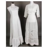 1910s White Cotton and Lace Dresse w/Slip