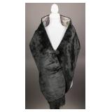 1950s 1960s Black Velvet Stole with Fringe