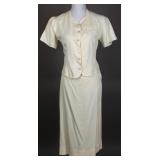 1940s WWII White Rayon Chevron Skirt Set