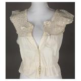 1910s Edwardian Hand-Crocheted Cotton Chemise Top
