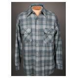 1960s-1970s Pendleton Blue Wool Plaid Shirt