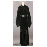 1930s Silk Velvet Lantern Sleeve Gown