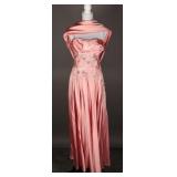 1950s Pink Silk Satin Gown, Frank Starr Originals