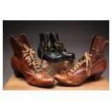 Early 1900s Youths Leather Tie-Up Boot Lot