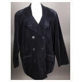 Womens Blue Cotton Velvet Jacket, XL