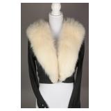 1950s Black Sweater with White Fox Fur Collar