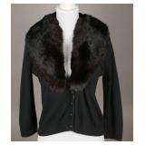 1950s Black Sweater with Black Mink Collar