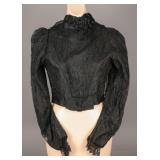 Gilded Age 19th Century Black Silk Corseted Blouse
