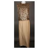 1960s Glam Hand-Beaded Knit Top & Lurex Skirt