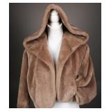 1950s Neusteters Faux Fur Hooded Bolero Jacket