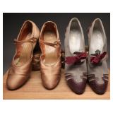 2 Pairs Late 1920s-1930s Ladies Shoes