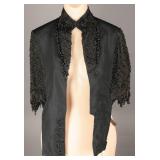 1870s High Victorian Black Silk Cape