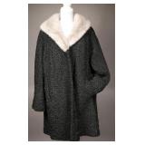 1950s Black Lamb Coat With Mink Collar