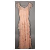 Late 1920s Tiered Peach Lace Dress
