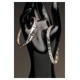 Silver Greek Key Bangles, 24.77g