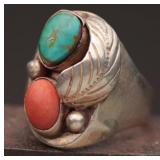 Native American Sterling Turquoise Ring, 12.71g